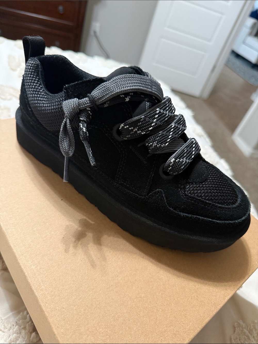 Uggs LowMel Black and Gray Lace-Up Platform Sneakers
